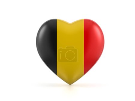 Téléchargez les photos : Drapeau coeur Belgique sur fond blanc. Illustration 3d. - en image libre de droit