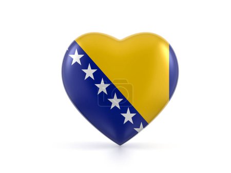 Photo for Bosnia and Herzegovina heart flag on a white background. 3d illustration. - Royalty Free Image