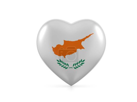 Foto de Bandera del corazón de Chipre sobre fondo blanco. ilustración 3d. - Imagen libre de derechos