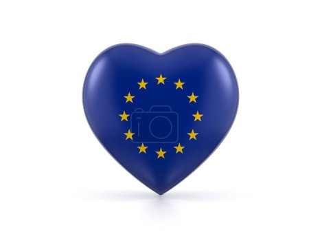Téléchargez les photos : Drapeau cardiaque de l'UE sur fond blanc. Illustration 3d. - en image libre de droit