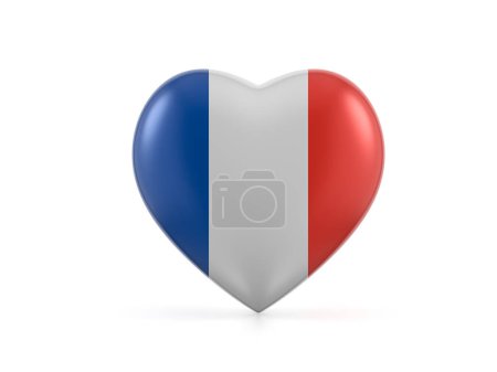 Foto de Bandera del corazón de Francia sobre fondo blanco. ilustración 3d. - Imagen libre de derechos