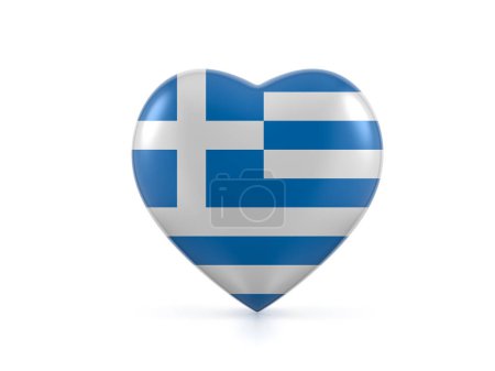 Photo for Greece heart flag on a white background. 3d illustration. - Royalty Free Image
