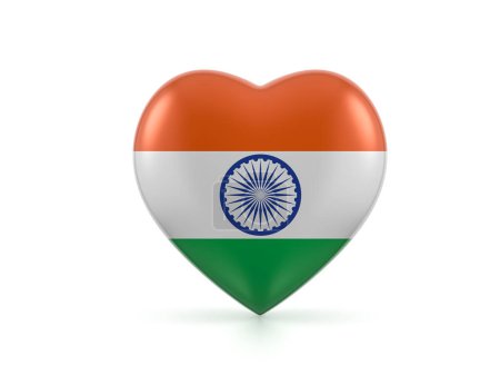 Photo for India heart flag on a white background. 3d illustration. - Royalty Free Image