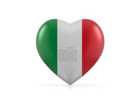 Foto de Bandera del corazón de Italia sobre fondo blanco. ilustración 3d. - Imagen libre de derechos