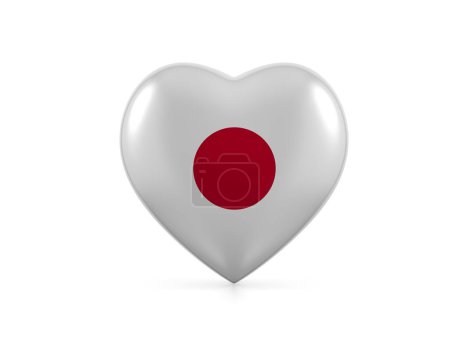 Foto de Bandera del corazón de Japón sobre fondo blanco. ilustración 3d. - Imagen libre de derechos