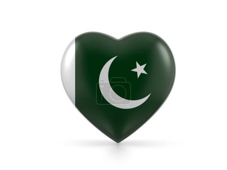 Téléchargez les photos : Drapeau coeur Pakistan sur fond blanc. Illustration 3d. - en image libre de droit