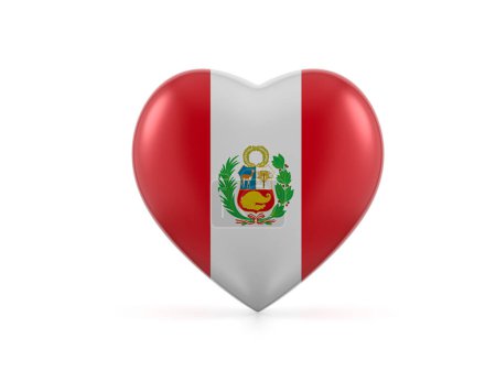 Foto de Bandera del corazón de Perú sobre fondo blanco. ilustración 3d. - Imagen libre de derechos
