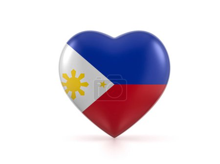 Photo for Philippines heart flag on a white background. 3d illustration. - Royalty Free Image