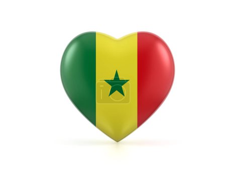 Téléchargez les photos : Drapeau coeur Sénégal sur fond blanc. Illustration 3d. - en image libre de droit