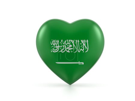 Foto de Bandera del corazón de Arabia Saudita sobre fondo blanco. ilustración 3d. - Imagen libre de derechos