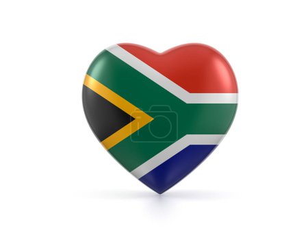 Foto de Bandera del corazón de Sudáfrica sobre fondo blanco. ilustración 3d. - Imagen libre de derechos