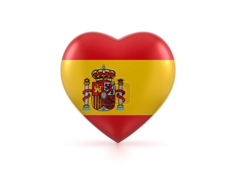 Photo for Spain heart flag on a white background. 3d illustration. - Royalty Free Image