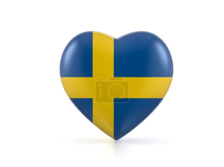 Photo for Sweden heart flag on a white background. 3d illustration. - Royalty Free Image