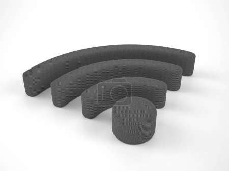 Photo for Knitted wifi symbol on a white background. 3d illustration. - Royalty Free Image