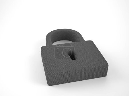 Photo for Knitted padlock symbol on a white background. 3d illustration. - Royalty Free Image