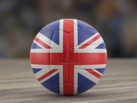 Foto de Voleibol bandera del Reino Unido en un piso de madera. ilustración 3d. - Imagen libre de derechos