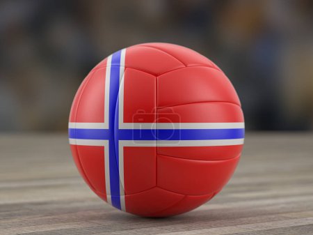 Foto de Voleibol bandera de Noruega en un suelo de madera. ilustración 3d. - Imagen libre de derechos