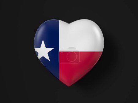 Foto de Bandera del corazón del estado de Texas sobre fondo negro. ilustración 3d. - Imagen libre de derechos