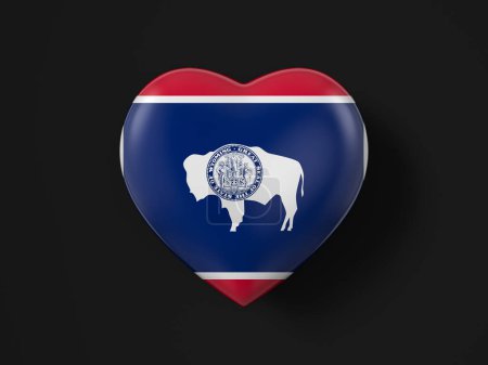 Photo for Wyoming state heart flag on a black background. 3d illustration. - Royalty Free Image