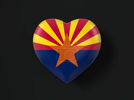 Foto de Bandera del corazón del estado de Arizona sobre fondo negro. ilustración 3d. - Imagen libre de derechos
