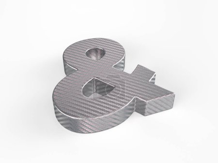 Photo for Holographic foil ampersand symbol on a white background. 3d illustration. - Royalty Free Image