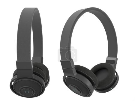 Photo for Headphones set on a white background. 3d illustration. - Royalty Free Image