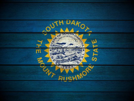 Téléchargez les photos : Fond du drapeau du Dakota du Sud en bois. Illustration 3d. - en image libre de droit