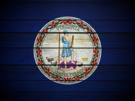 Téléchargez les photos : Fond drapeau Virginie en bois. Illustration 3d. - en image libre de droit