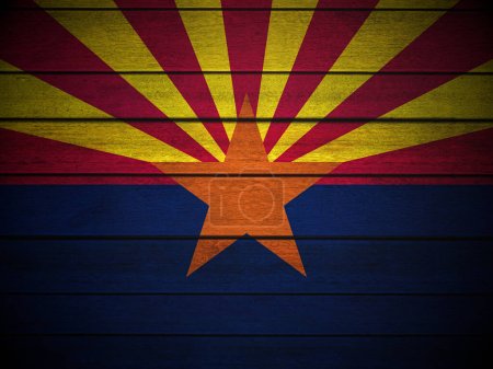 Téléchargez les photos : Fond drapeau Arizona en bois. Illustration 3d. - en image libre de droit
