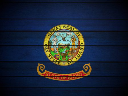 Téléchargez les photos : Fond drapeau Idaho en bois. Illustration 3d. - en image libre de droit