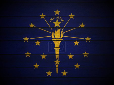 Téléchargez les photos : Fond drapeau Indiana en bois. Illustration 3d. - en image libre de droit