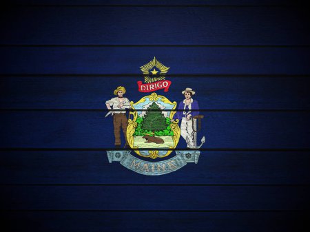 Téléchargez les photos : Fond du drapeau du Maine en bois. Illustration 3d. - en image libre de droit