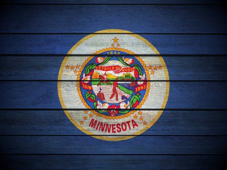 Téléchargez les photos : Fond drapeau du Minnesota en bois. Illustration 3d. - en image libre de droit