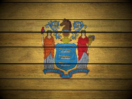 Téléchargez les photos : Fond du drapeau en bois du New Jersey. Illustration 3d. - en image libre de droit