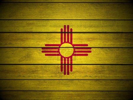 Foto de Fondo de bandera de madera de Nuevo México. ilustración 3d. - Imagen libre de derechos