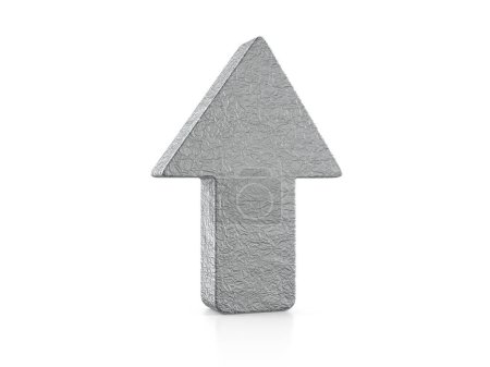 Foto de Símbolo de flecha de aluminio sobre un fondo blanco. ilustración 3d. - Imagen libre de derechos