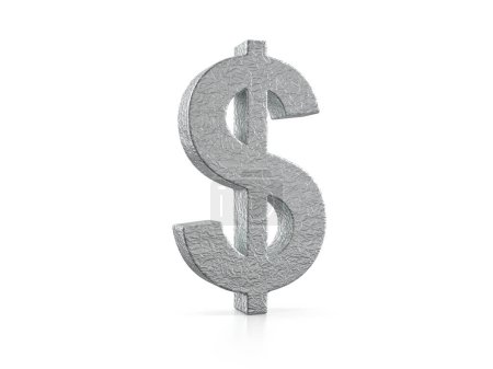 Photo for Foil dollar symbol on a white background. 3d illustration. - Royalty Free Image
