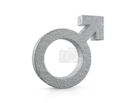 Foto de Foil símbolo de hombre de género sobre un fondo blanco. ilustración 3d. - Imagen libre de derechos