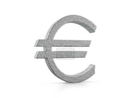 Photo for Foil euro symbol on a white background. 3d illustration. - Royalty Free Image