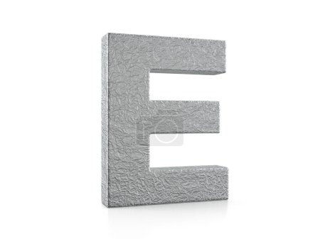 Photo for Foil letter E on a white background. 3d illustration. - Royalty Free Image