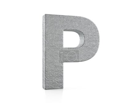 Photo for Foil letter P on a white background. 3d illustration. - Royalty Free Image