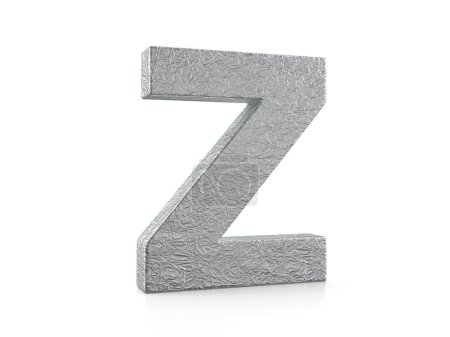 Photo for Foil letter Z on a white background. 3d illustration. - Royalty Free Image