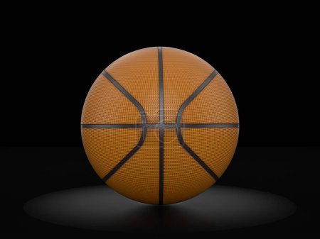 Téléchargez les photos : Balle de basket sur fond noir. Illustration 3D
. - en image libre de droit