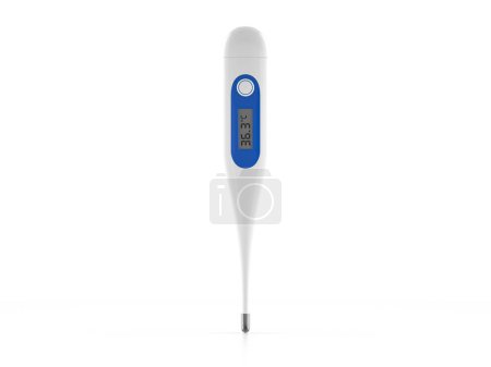 Téléchargez les photos : Thermomètre médical numérique sur fond blanc. Illustration 3d. - en image libre de droit