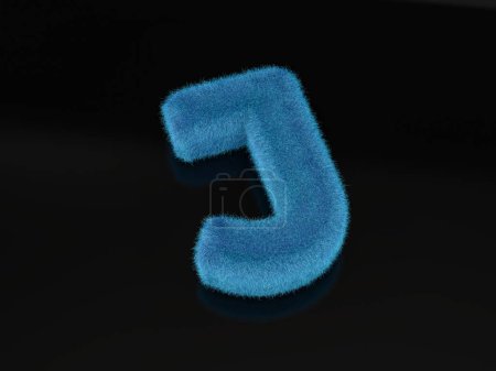 Foto de Fur letter J on a black background. 3d illustration. - Imagen libre de derechos
