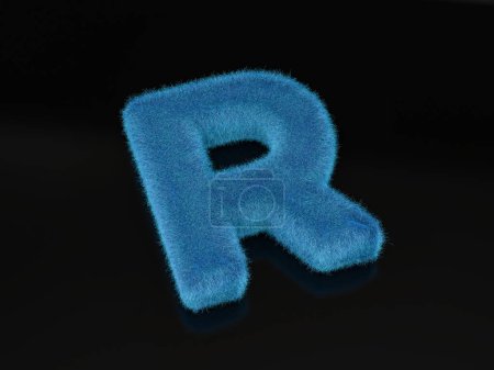 Photo for Fur letter R on a black background. 3d illustration. - Royalty Free Image
