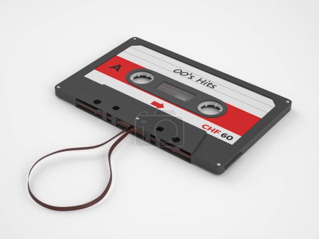 Photo for Cassette tape 00's hits on a white background. 3d illustration. - Royalty Free Image