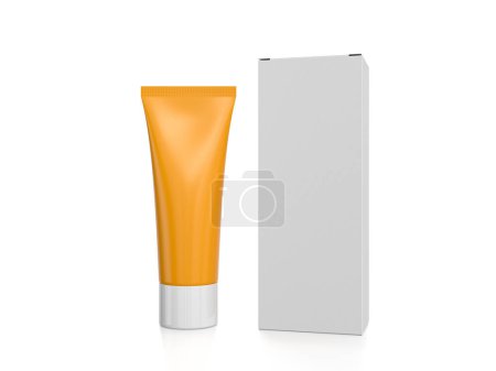 Photo for Cosmetic tube and box on a white background. 3d illustration. - Royalty Free Image