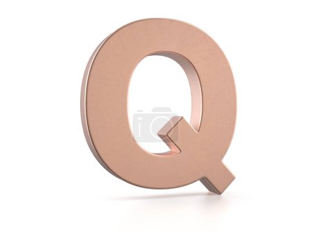 Photo for Cooper letter Q on a white background. 3d illustration. - Royalty Free Image