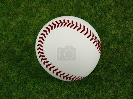 Photo for Baseball ball on a grass background. 3d illustration. - Royalty Free Image